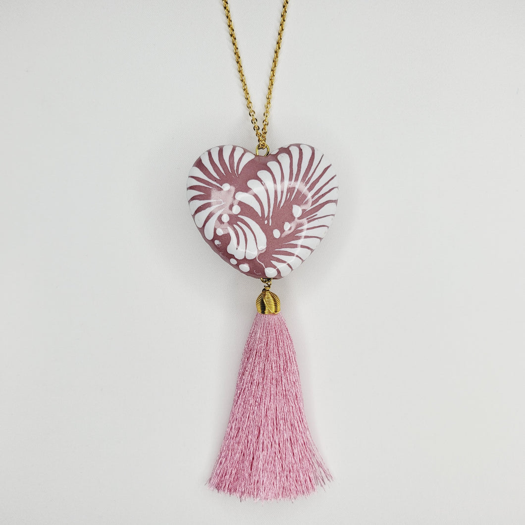 Corazón grande Talavera rosa