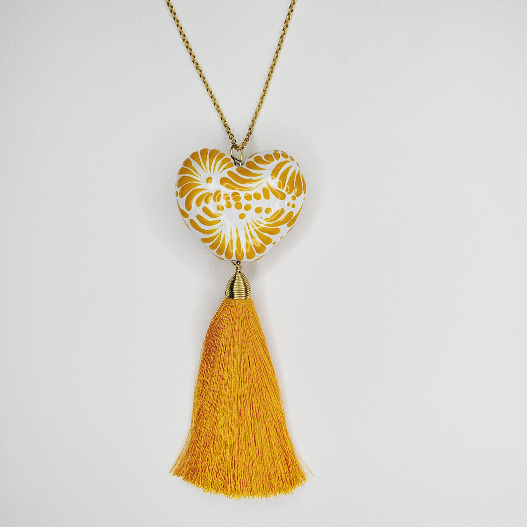 Corazón grande Talavera amarillo