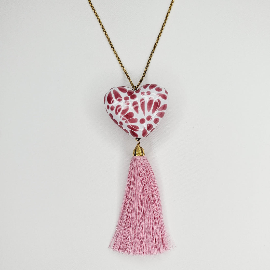 Corazón chico Talavera rosa