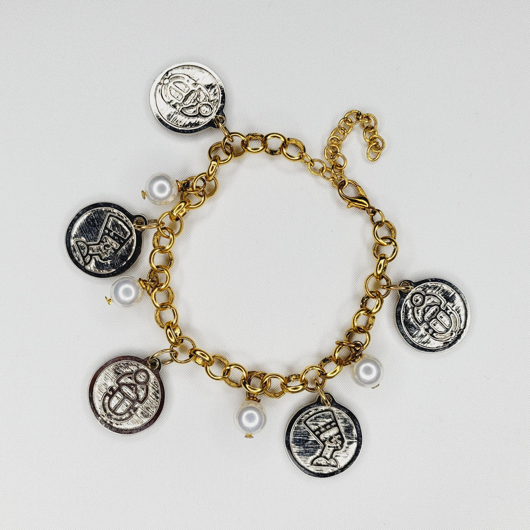 Silver-Gold Coin Bracelet