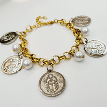 Load image into Gallery viewer, Silver-Gold Coin Bracelet
