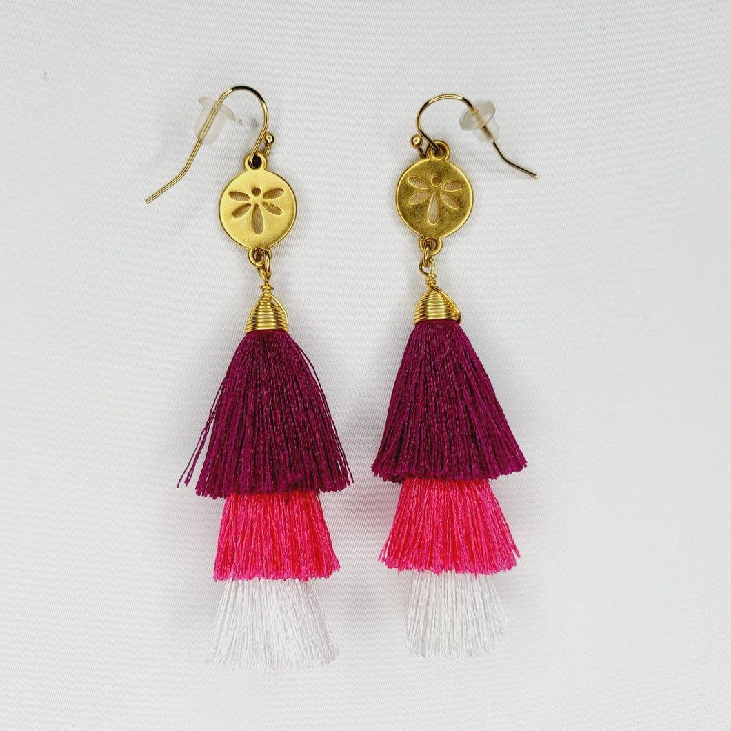 Arete borla mediana Vino-Rosa