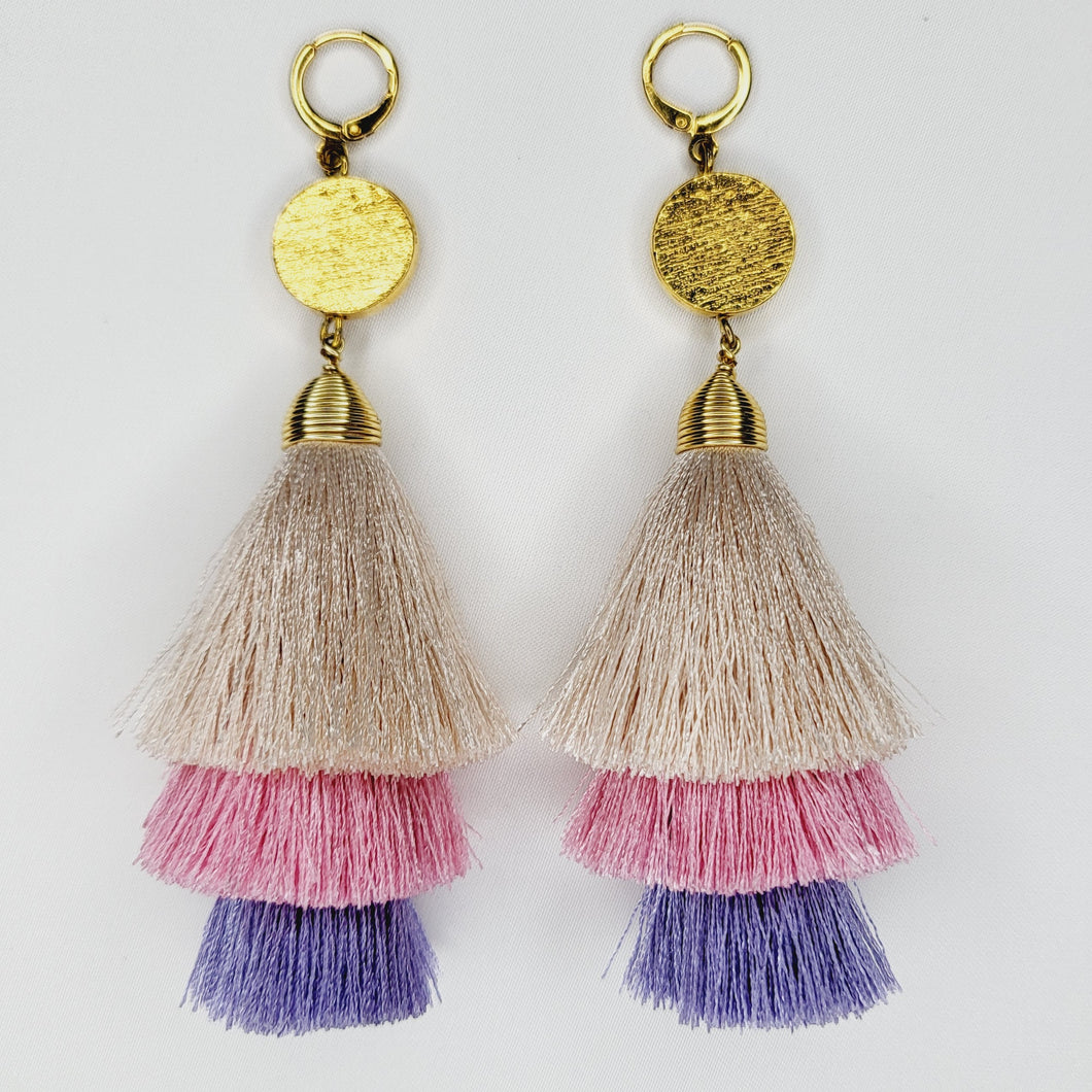 Arete Borla Grande Beige-Lila