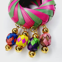Load image into Gallery viewer, Pink Palm Hoop Earring - Green
