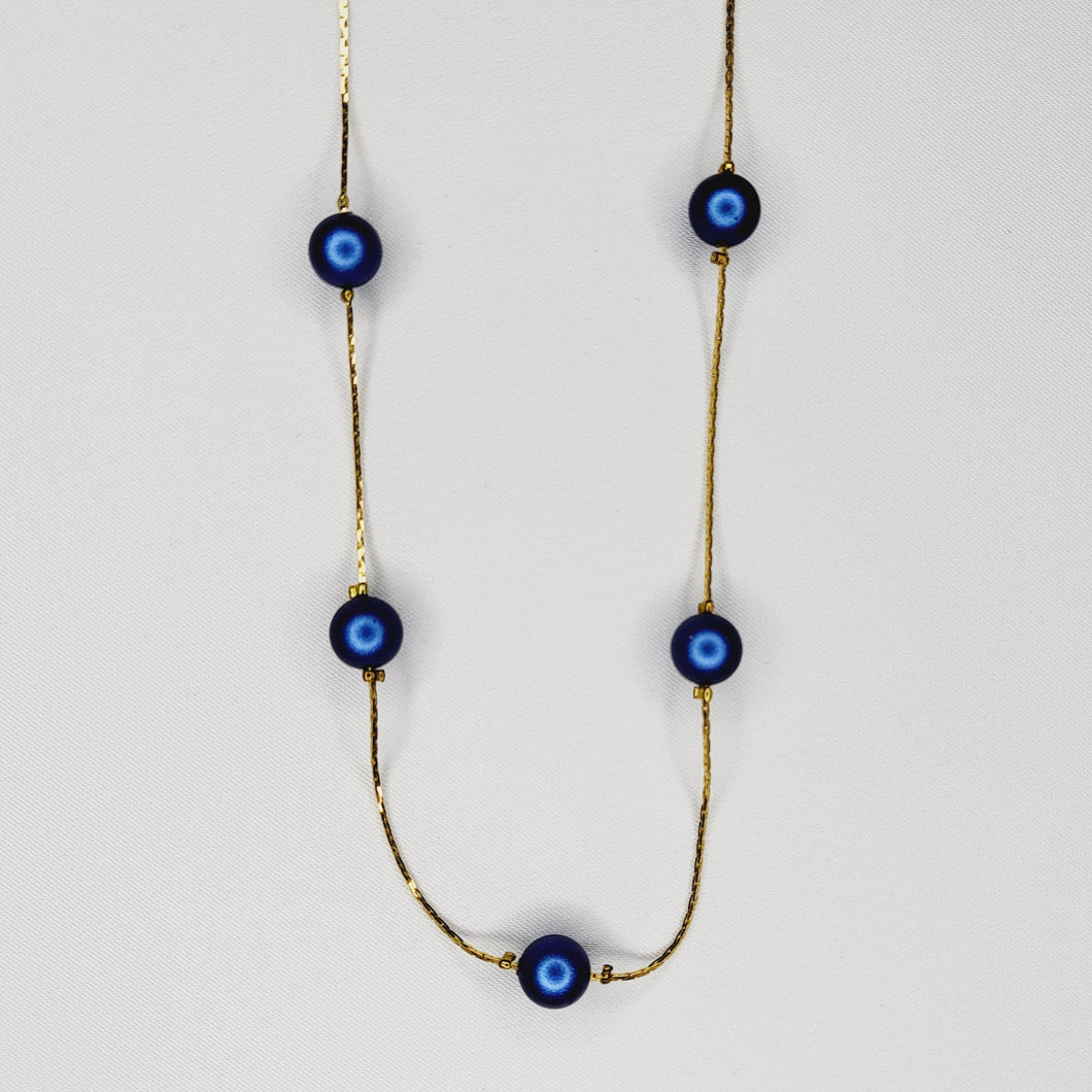 Collar de Perlas Azul Rey Iridiscente