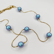 Cargar imagen en el visor de la galería, Collar de Perlas Azul Iridiscente
