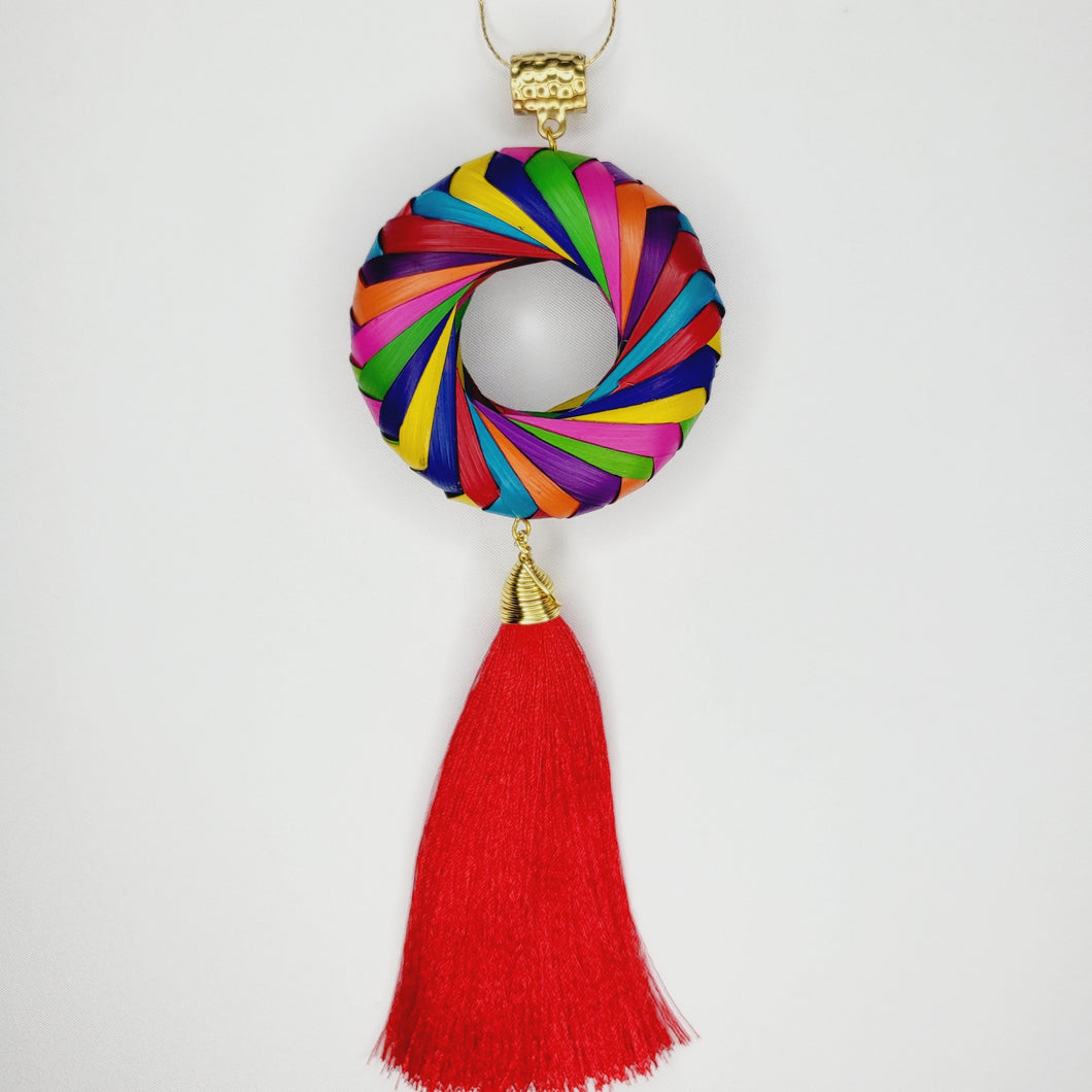 Collar Aro de Palma Multicolor Rojo