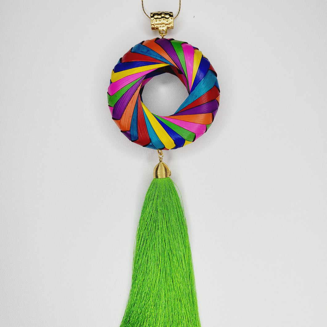 Collar Aro de Palma Multicolor Verde