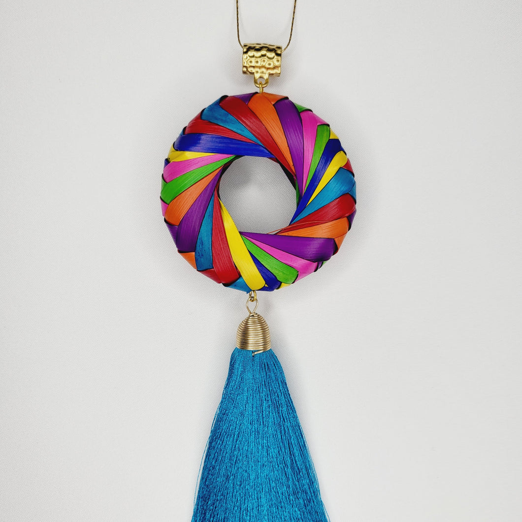 Collar Aro de Palma Multicolor Azul
