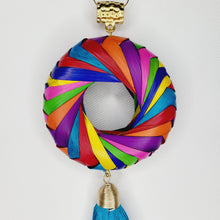 Cargar imagen en el visor de la galería, Collar Aro de Palma Multicolor Azul
