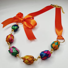 Load image into Gallery viewer, Ribbon Necklace with Palm Spheres
