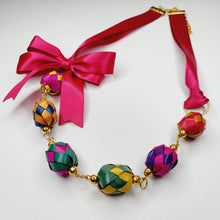 Load image into Gallery viewer, Ribbon Necklace with Palm Spheres
