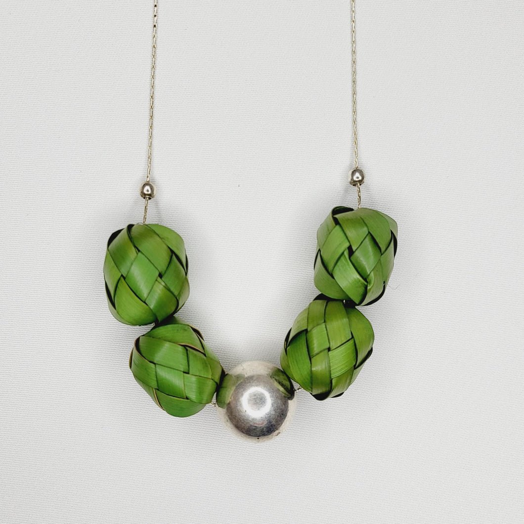 Ribbon Necklace with Palm Spheres