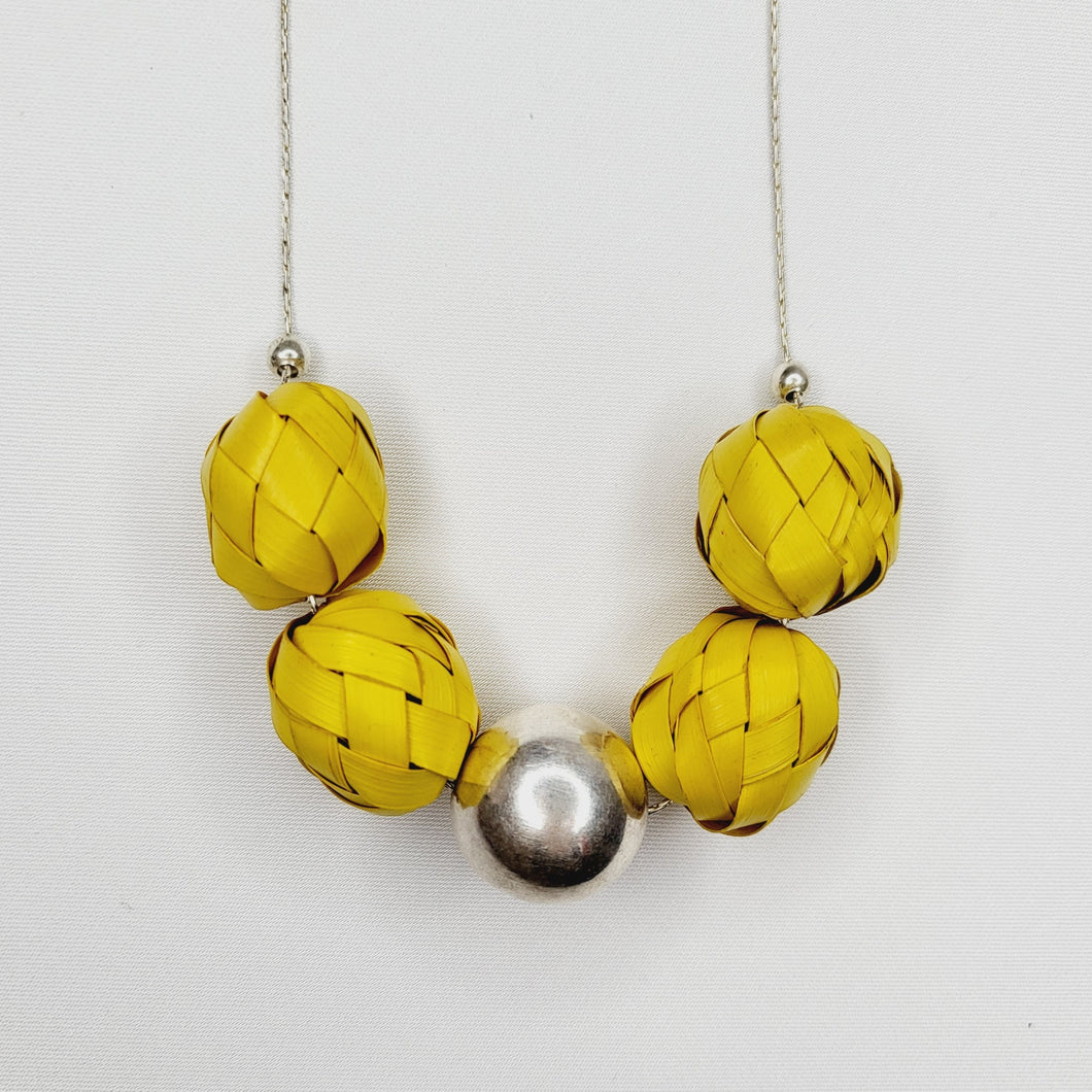 Ribbon Necklace with Palm Spheres