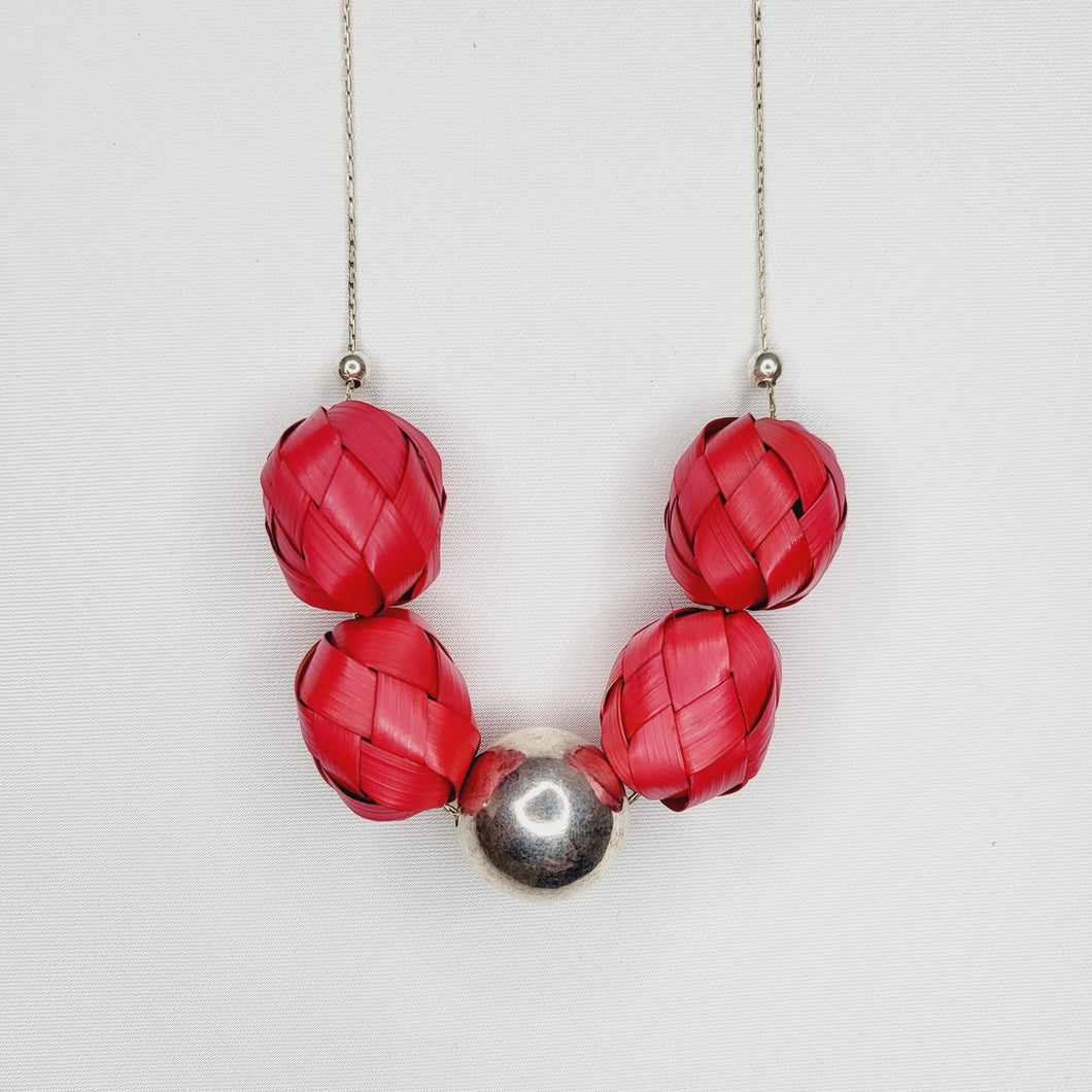 Ribbon Necklace with Palm Spheres