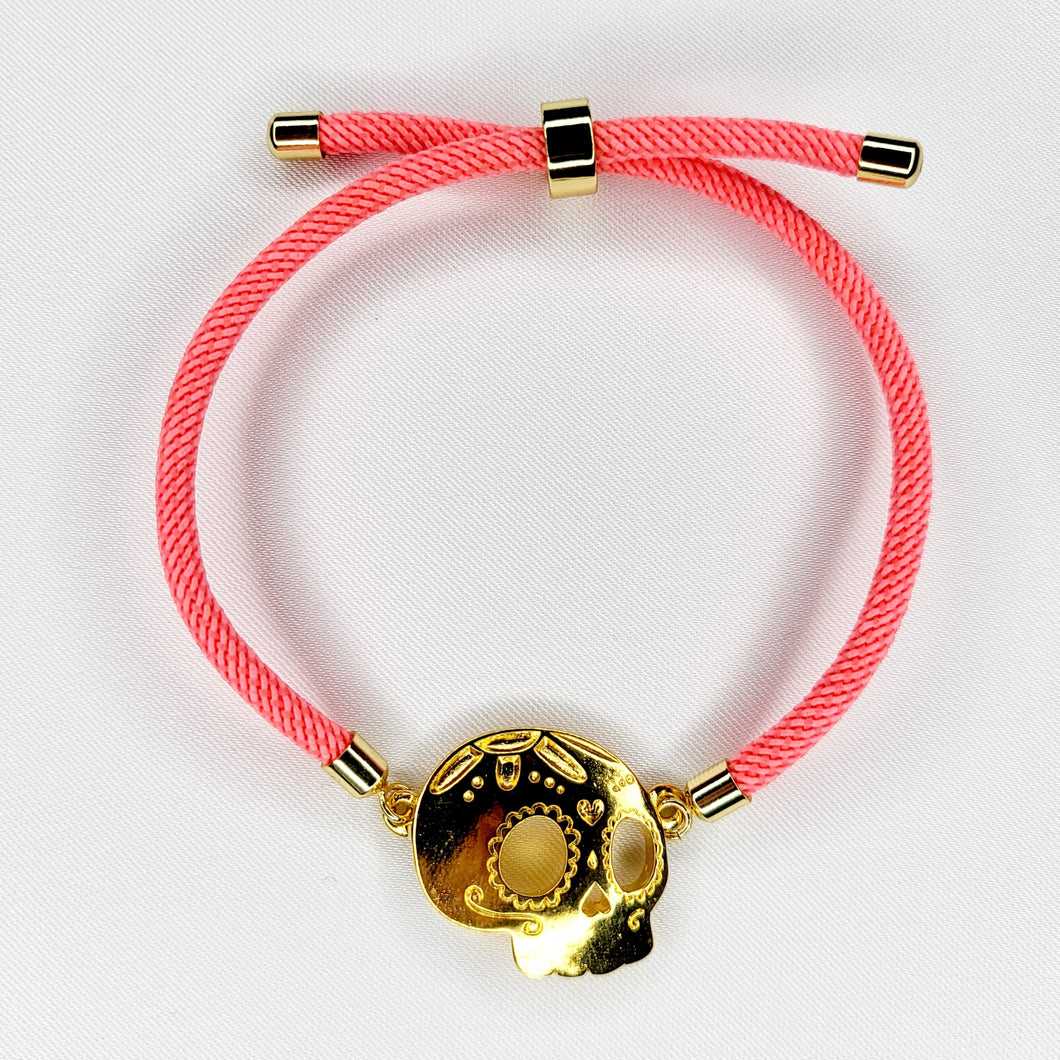 Calavera Dorada Ajustable Rosa