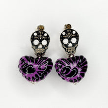 Cargar imagen en el visor de la galería, Calaveras Platedas Corazón Talavera Morado
