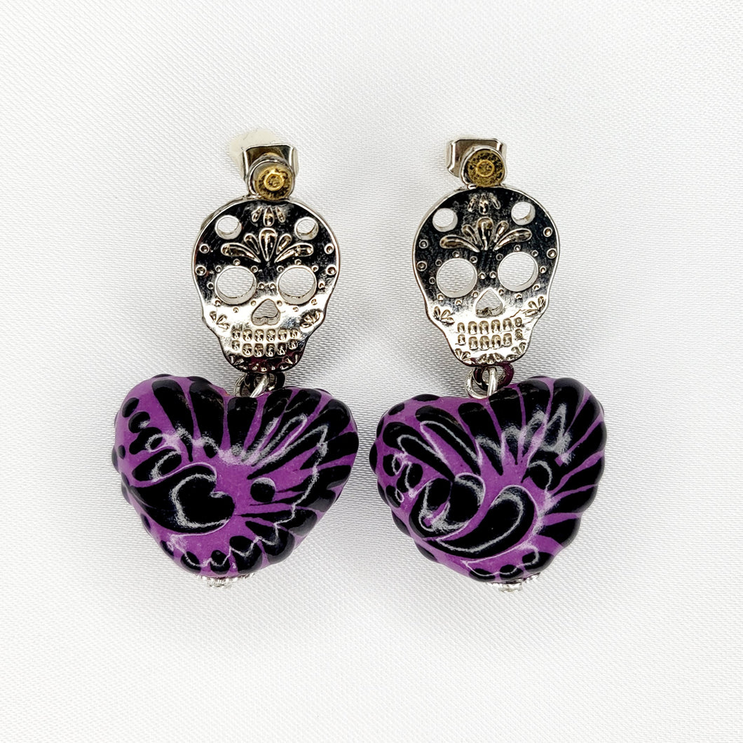 Calaveras Platedas Corazón Talavera Morado