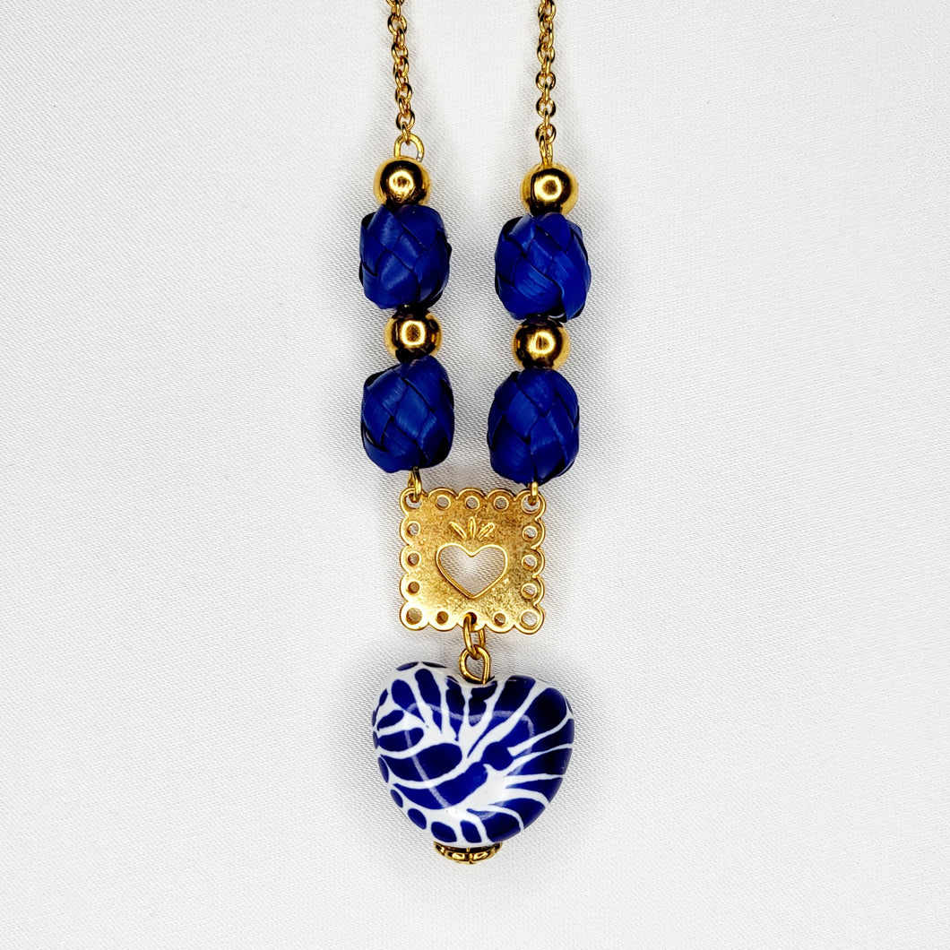 Corazón Talavera Azul Tradicional