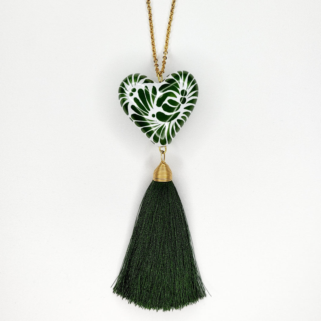 Corazón chico Talavera verde seco